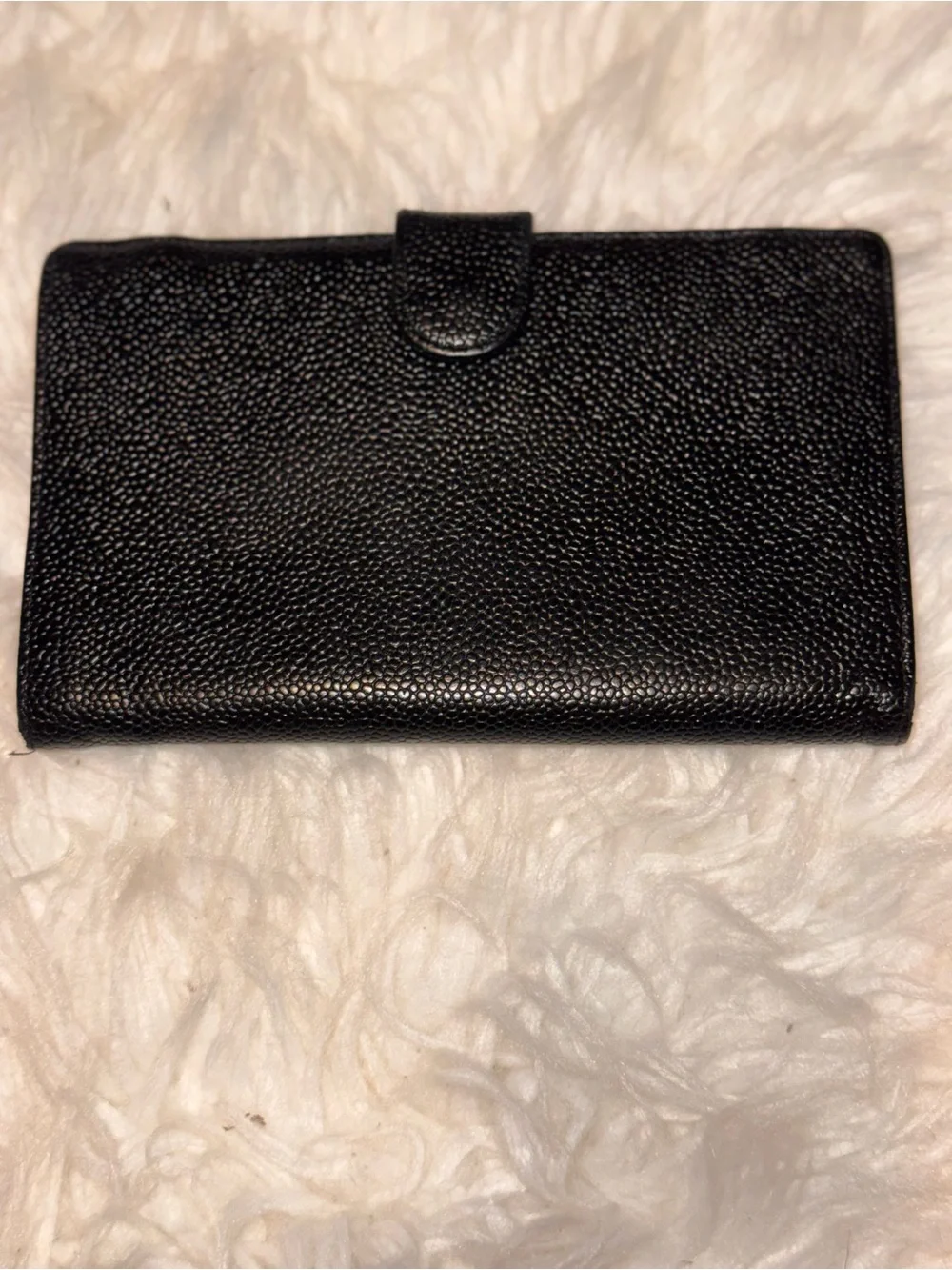 Vintage Chanel Black Caviar Leather Long Wallet